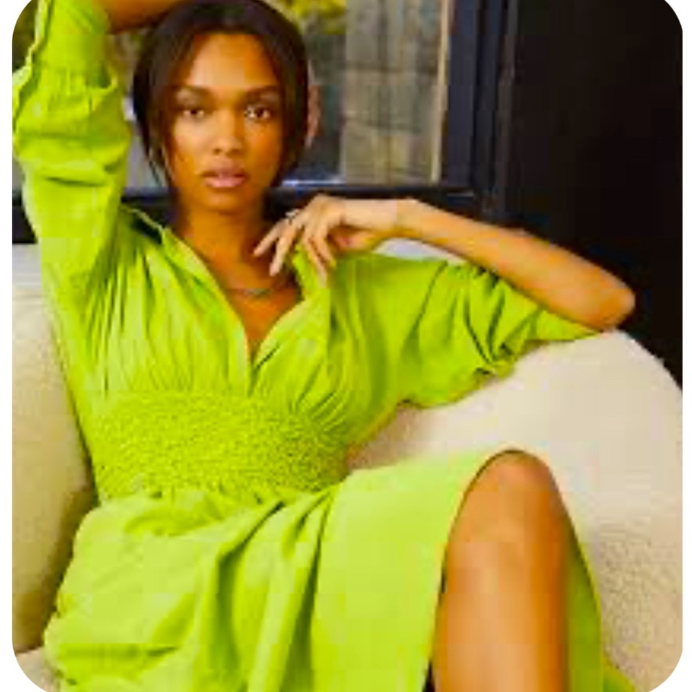 Free People Monika Shirt Dress Lime Green Sz Lg $108